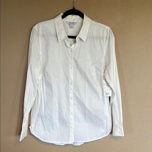 Nine West White Button-Up Blouse